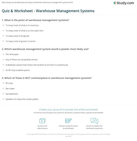 warehouse bottle machinery test quiz|warehouse management quiz.